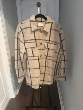 Z Supply Cream Plaid Shacket with Black Grid